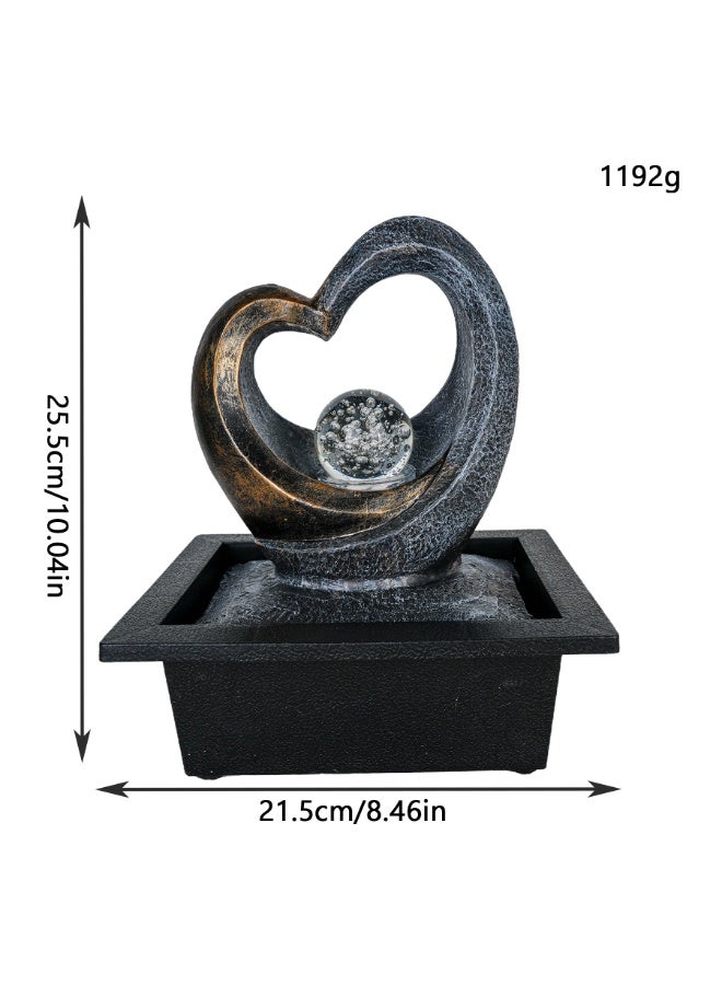 نافورة مياه مكتبية على شكل قلب تعمل بـ USB مع كرة كريستال دوارة وإضاءة LED - زينة داخلية للمنزل والمكتب (25.5 سم) - Image 2